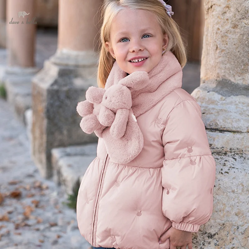 Dave Bella Girls Girls Cute Parka Tops Outerwear 2024 Autumn Winter Casual White Duck Down Out Caat Outdoor Warm DB4242510