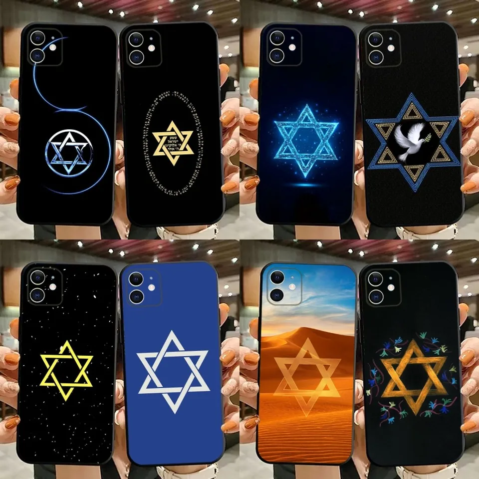 David židovské symbolové puzdro pre telefón pre iPhone 15,14,13,12,11, plus, pro Max, XS, X, XR, SE, MINI, 8,7 mäkkých silikónových čiernych obalov