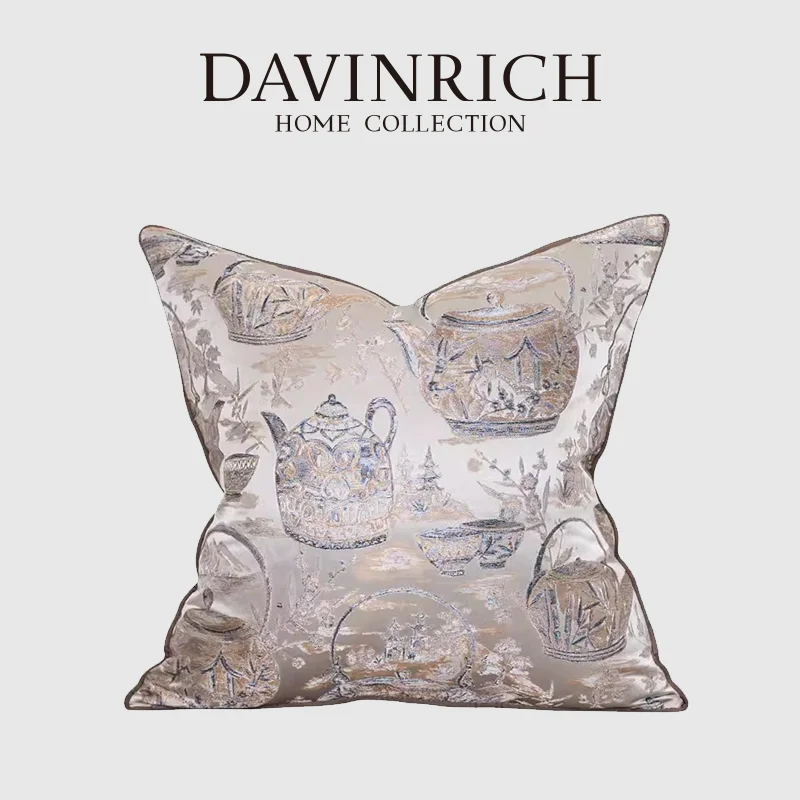 Davinrich Chinoiserie Dekoratívne vankúše pokrýva starý čajový vzor Jacquard vankúš 45x45cm mix a zápas domáci dekor