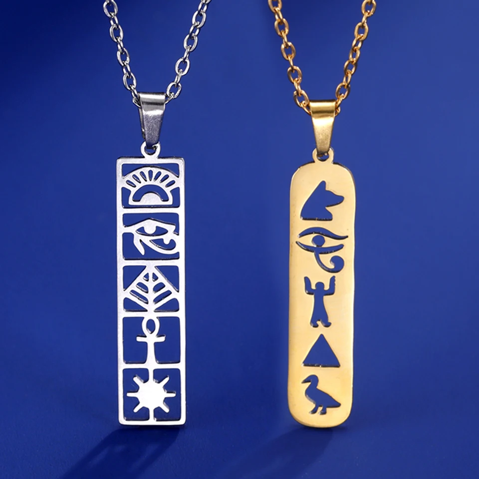 Dawapara Eye of Horus Ankh krížový náhrdelník Egyptský kartuch