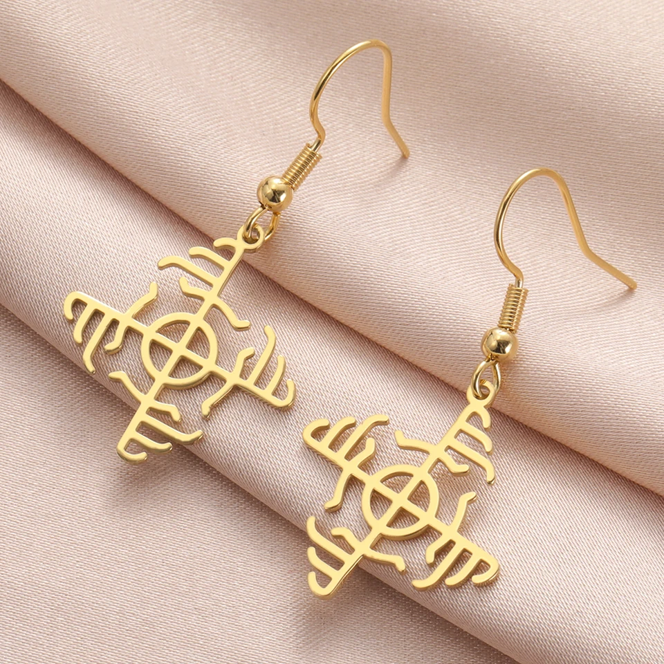 Dawapara Ginfaxi symbol Dangle náušnice Islandská magická runeof priateľstvo a láska nórska mytológia z nehrdzavejúcej ocele šperky