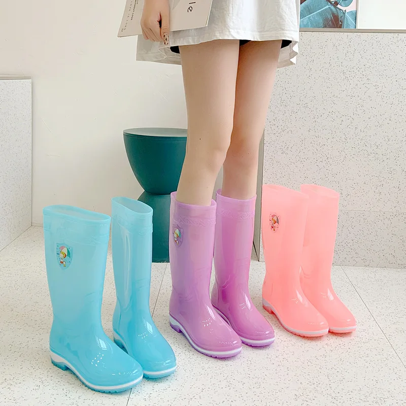 Dažďové topánky Ženy Priehľadné gumové topánky Žena Candy Colors Módne topánky Dámy Vonkajšie pracovné topánky