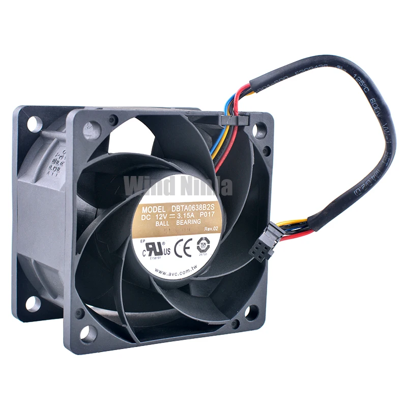 DBTA0638B2S 6cm 60 mm ventilátor 60x60x38mm DC12V 3,15A 4PIN 16300RPM DUAL GLEL BOLE Vysokorýchlostný chladiaci ventilátor pre napájací zdroj servera