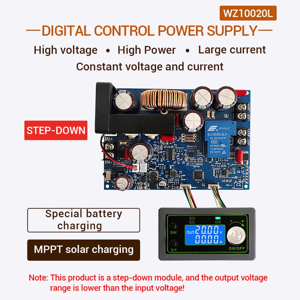 DC 0-100V 20A 1000W LED Digitálne DC DC DC-DOG-DOWN voltmeter BUCK Konštantné napätie Prúd MPPT SOLASNÁ ENERGICKÁ BATÉRIA SDING