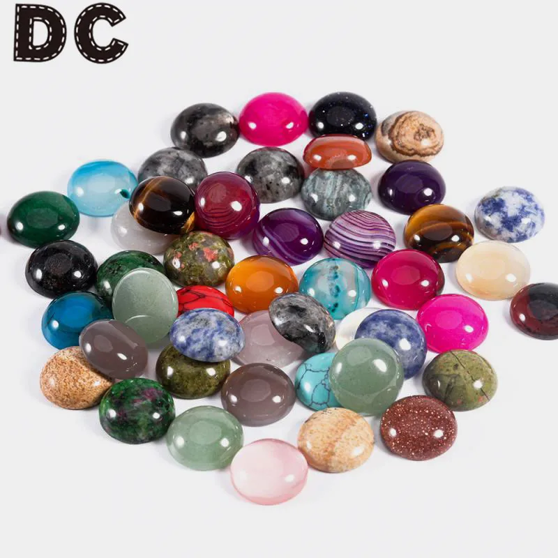 DC 10ks/veľa prírodného kameňa Cabochóny 4/6/8/10/11/12 mm okrúhle kabína pre DIY prsteň náušnice Náramok Náhrdelník Výklady šperkov