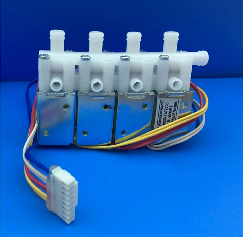 DC 12V/ 24V 4-Poloha 3-cestný mikro elektrický solenoidný ventil Normálne uzavretý vzduchový ventil pre masážne vybavenie/ lekárske vybavenie
