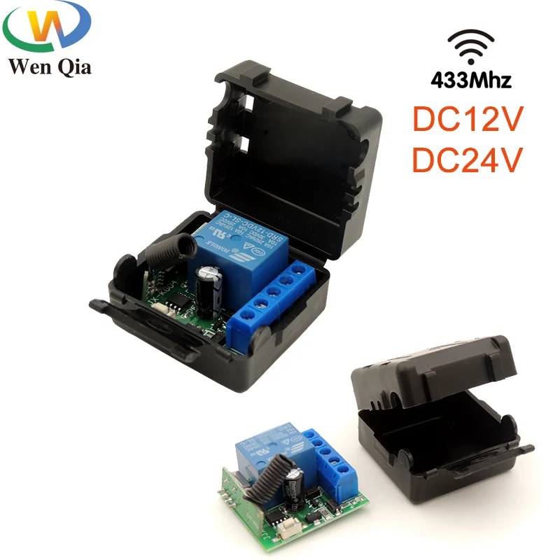 DC 12V 24V 433 MHz RF diaľkové ovládanie 1ch relé prijímač Moule pre univerzálnu garáž/bránu/svetlo/LED/motor/motor/signál prenos