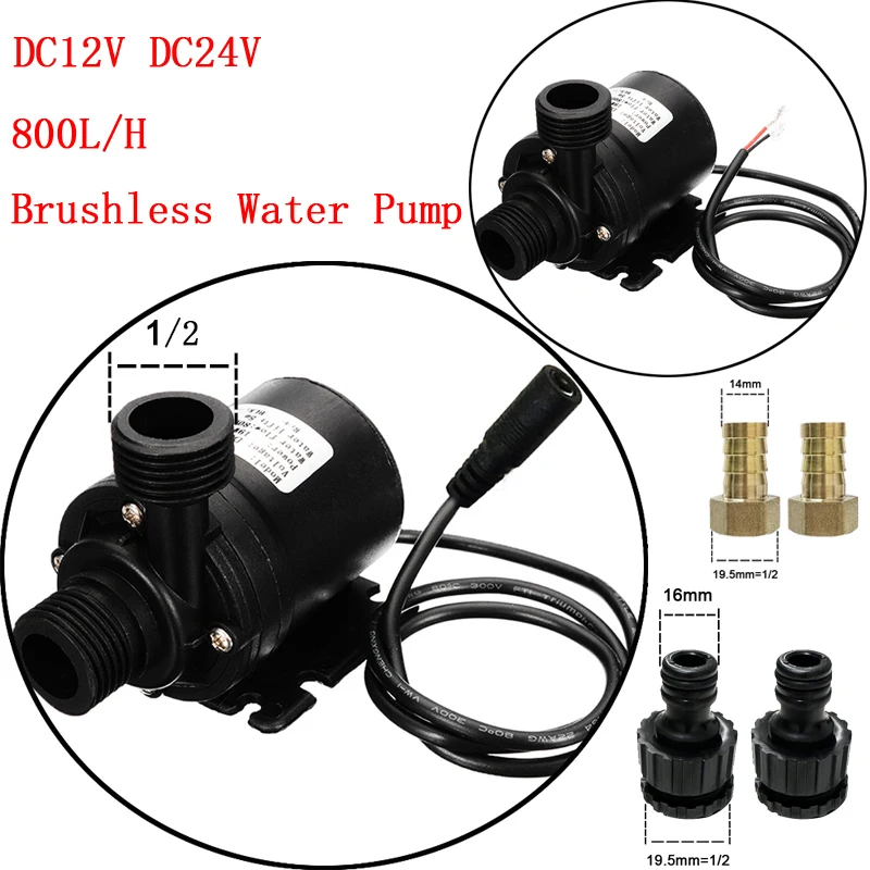 DC 12V 24V Vysoké napätie Ultra-kustné solárne vodné čerpadlo výťah 5 m 800 l/h kefový motor