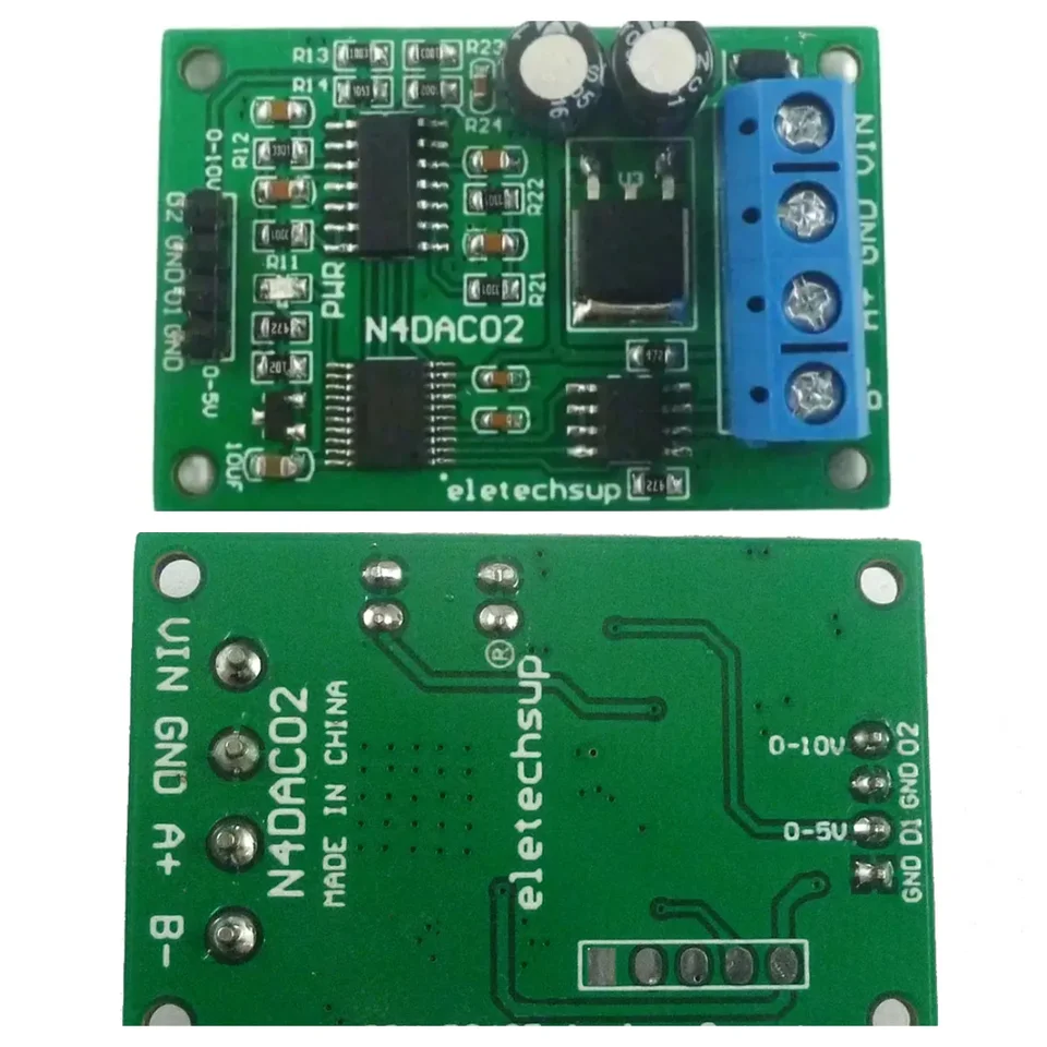 DC 12V 2Ch DAC Modul 0-5V 0-10V PWM na napätie Analógový prevodník RS485 MODBUS RTU Board N4DAC02