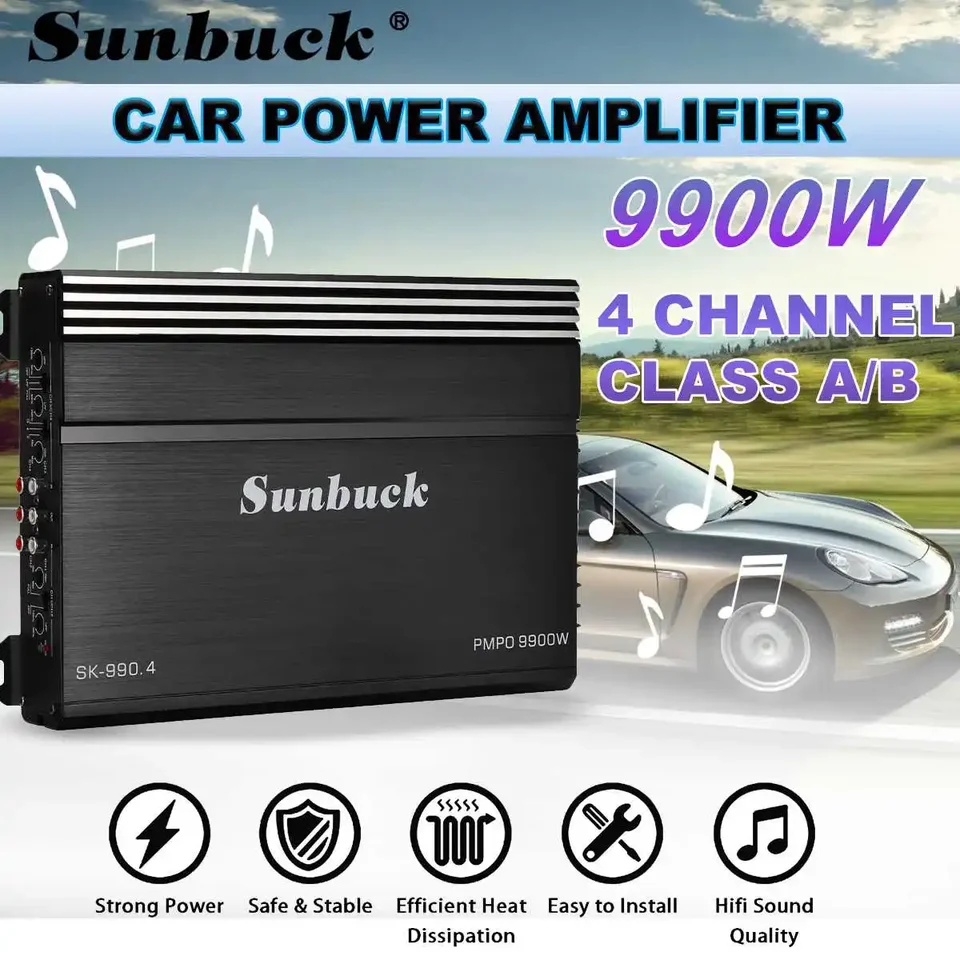 DC 12V 9900WATT 4 kanálový zosilňovač automobilu Audio stereofónny reproduktor High -Power CAR Audio zosilňovače subwoofer AUDIO Zosilňovače