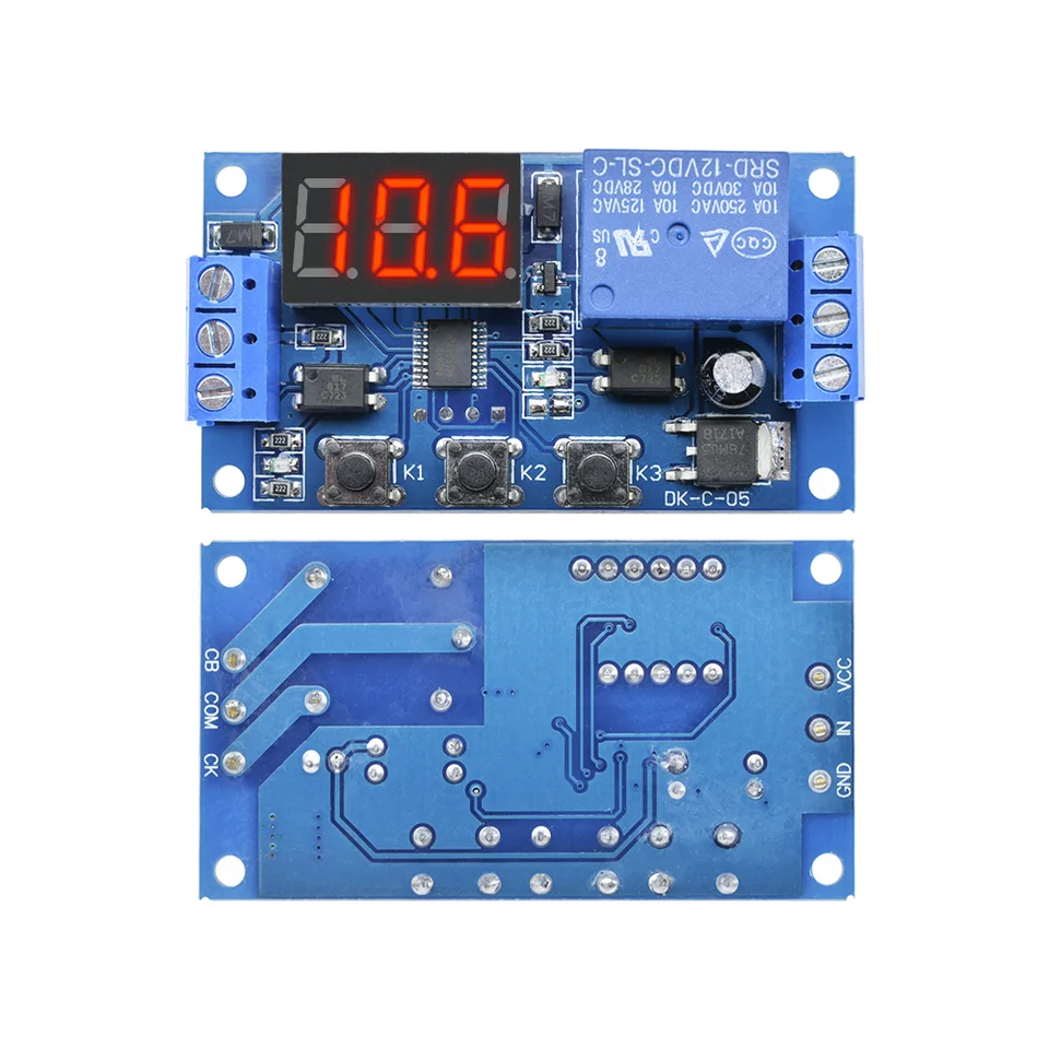 DC 12V Digitálna trubica LED digitálne časové oneskorenie relé relé spúšťací cyklus Časovač prepínač Spínač obvodu Časová doska Časový riadiaci modul
