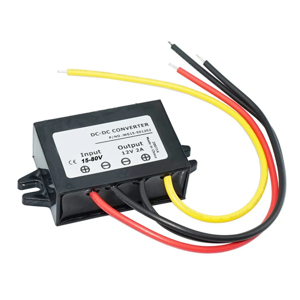 DC 15-80V až DC 12V 2A Krokový regulátor meniča prevodníka pre automobilové elektrické nástroje na transformátor vozidla