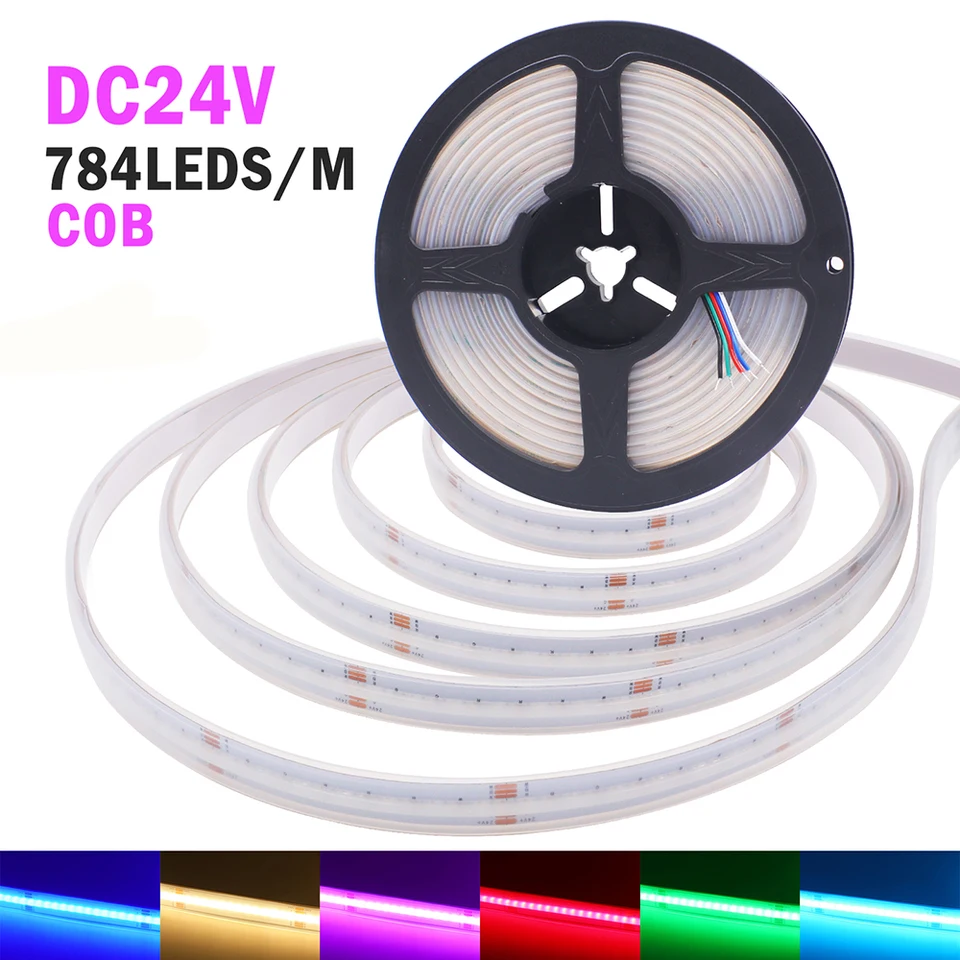 DC 24V RGBW RGBWW COB LED LED Svetlo 784LEDS/M RGB Biela vysoká hustota Diódy Flexibilná dekorácia Ribon Room 0,5 m 1m 2m 3m 4m 5m 5m
