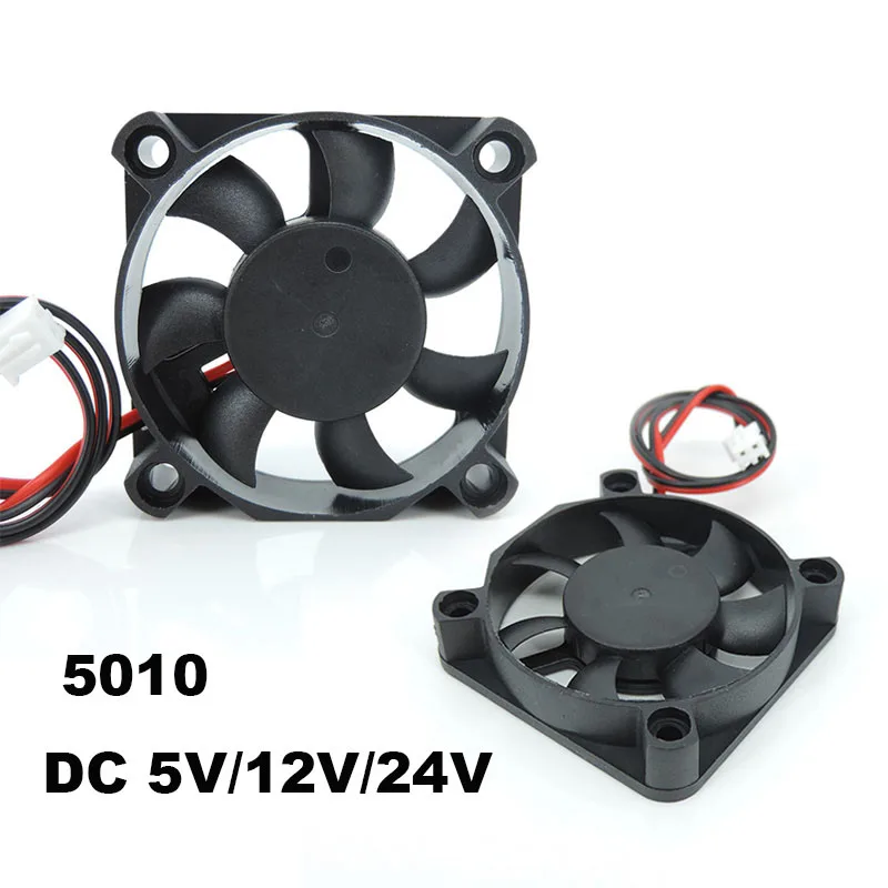 DC 5010 5V/12V/24V počítačový chladič Mini chladiaci ventilátor 50 mm malý výfukový ventilátor pre 3D tlačiareň 2 PIN 50X50X10MM L1
