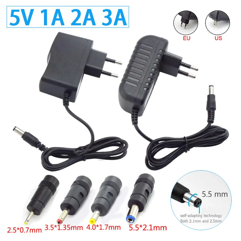 DC 5V 1A 2A 3A AC 110V 240V Nabíjačka napájania 5,5*2,1 mmm prevodníka AC DC Adaptér 4.0*1,7 mm 3,5*1,35 mm 2,5*0,7 mm DC zástrčka DC