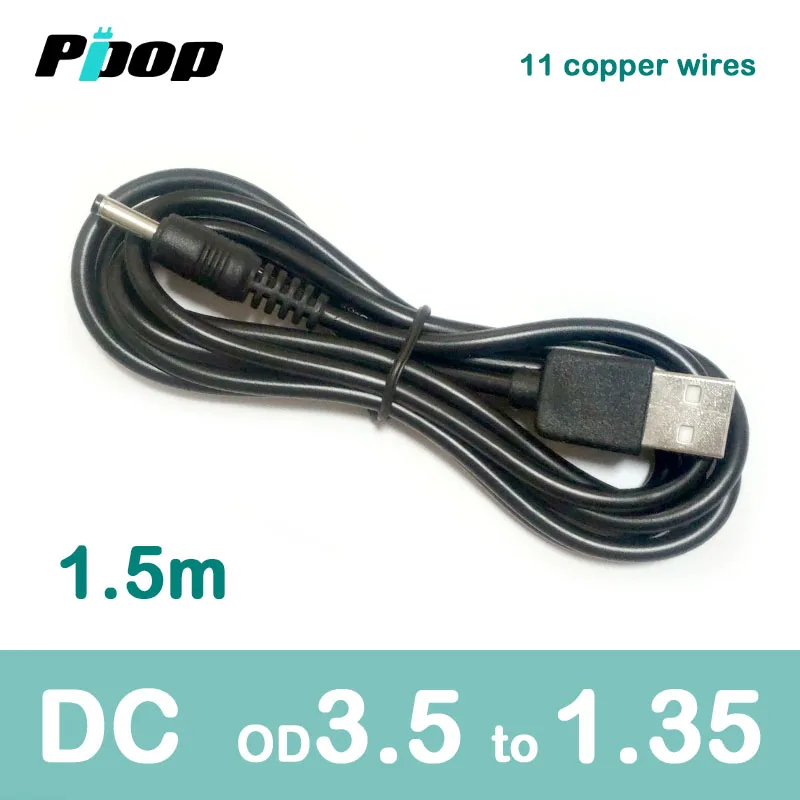 DC 5V Jack 3,5 mm x 1,35 mm 1,5 m napájanie USB 2.0 Viac nabíjací kábel pre MP4 Player Table Lamp Tablet