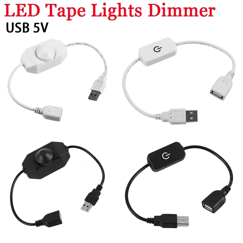DC 5V LED páska svetlá USB Knob Manuál LED pásik Svetlo Stlmenie/Touch Stmier Switch Stlmenie jasu pre 5050 3528 LED pásma LED