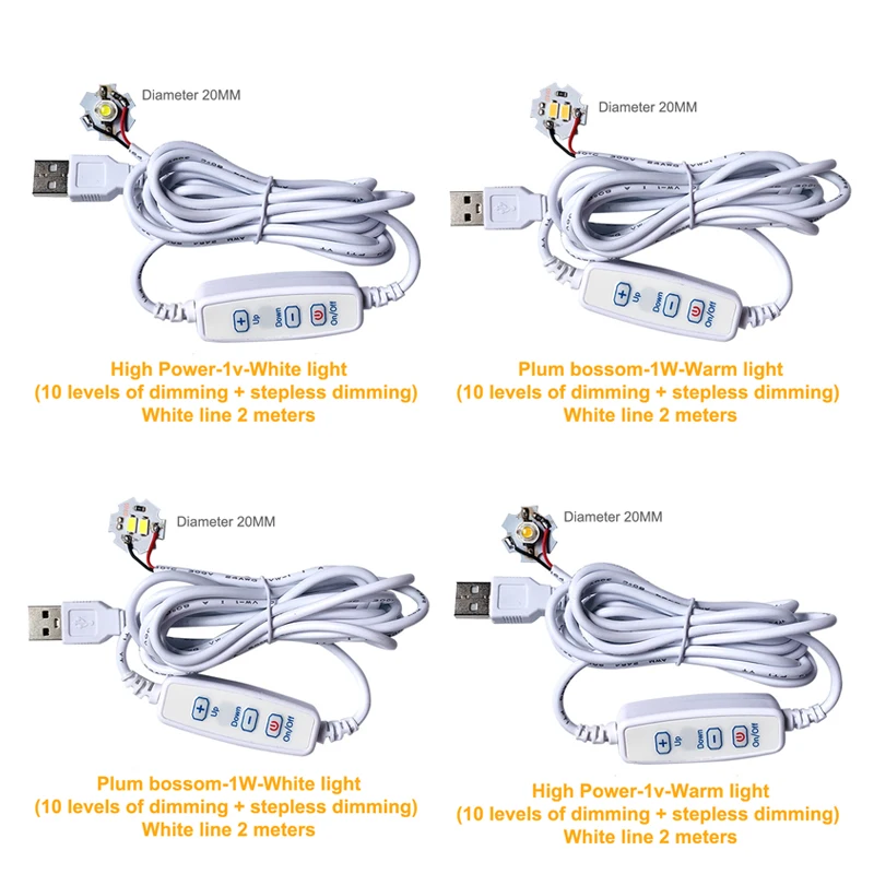 DC 5V Stlmiteľné LED čipy 5730 SMD LED žiarovka DIY nastaviteľná LED Žiarovka USB STREVER Učenie sa pracovnej dobíjacej žiarovky