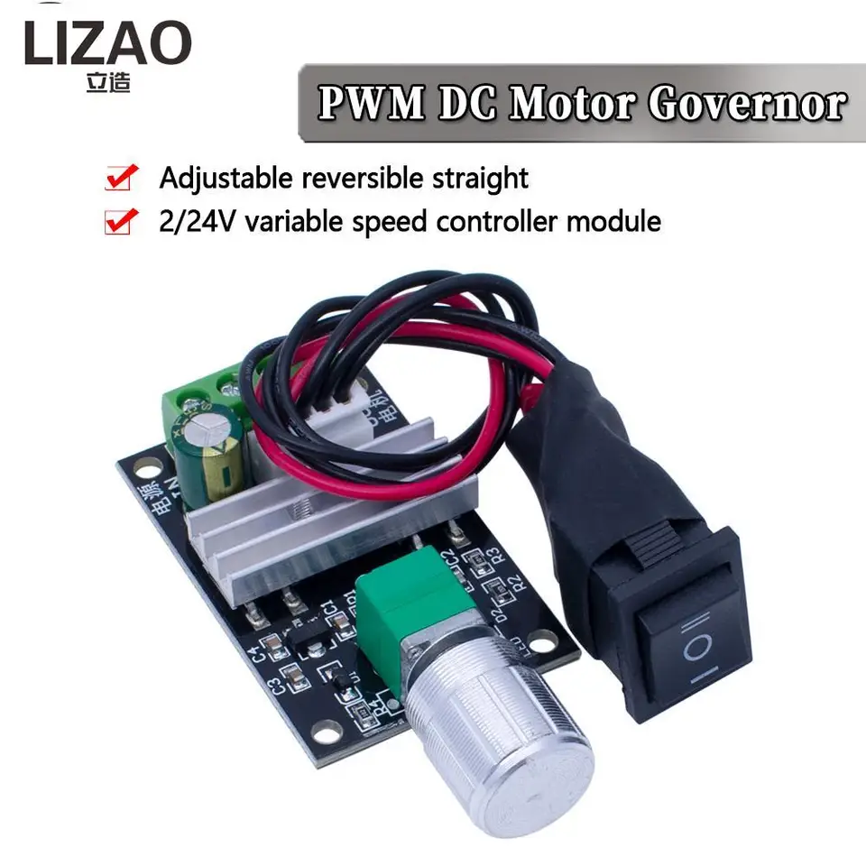 DC 6V 12V 24V 28V 3A PWM Rýchlosť motora Nastaviteľná rýchlosť ovládača jednosmerného ovládača dopredu spätným spínačom