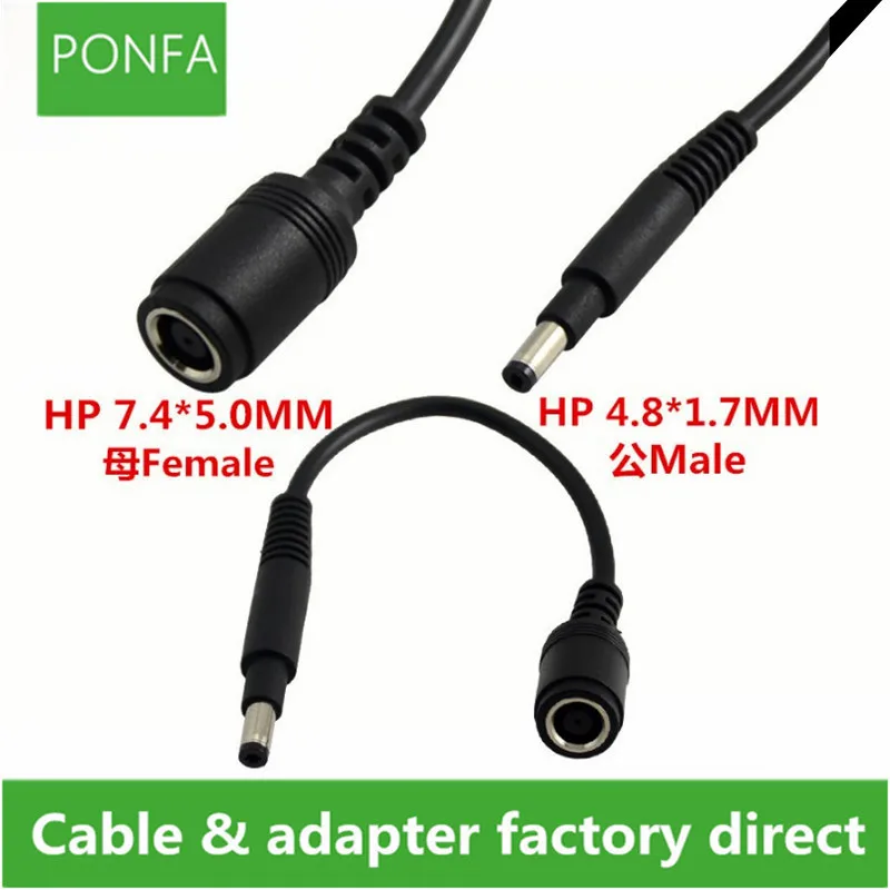 DC Convertor Connector DC Power Cable 7.4 Ženský konektor na 4,8 mužskú zástrčkovú špičku 7.4*5.0 až 4.8*1.7 Pre notebook HP