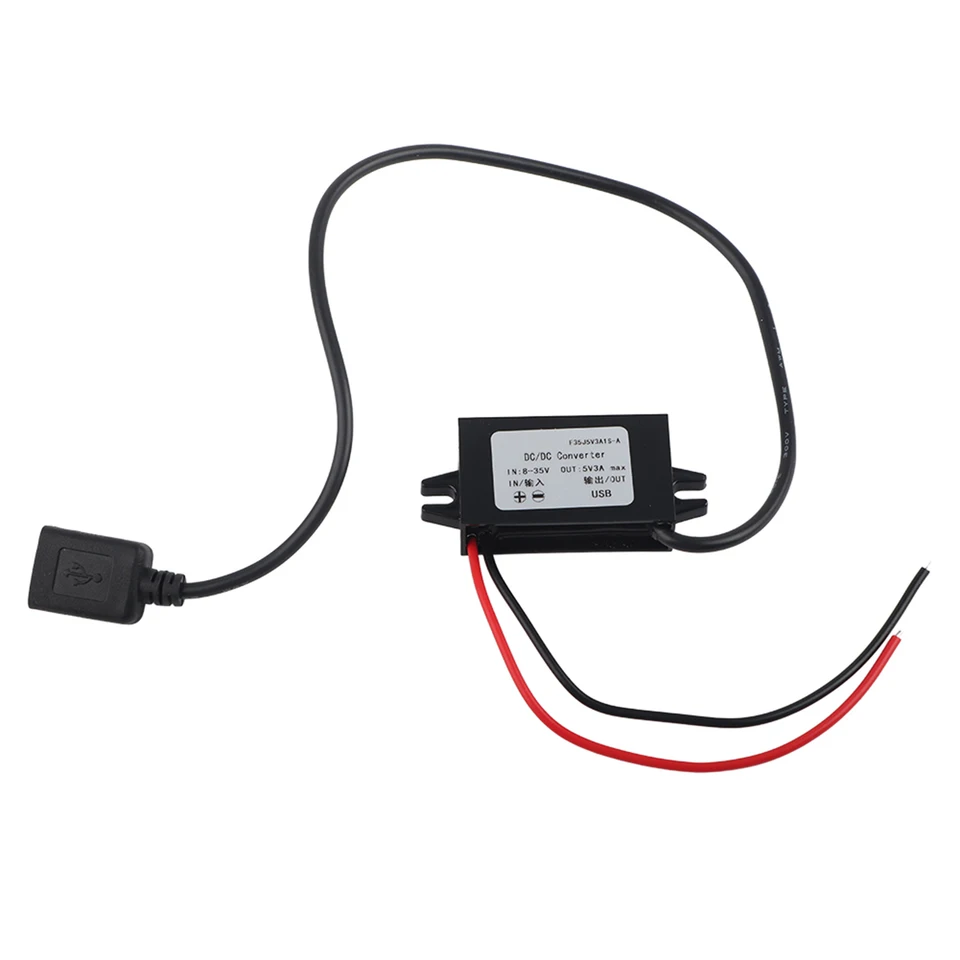 DC-DC Adaptér 12V/24V až USB 5V 3A káblové káblové vodiče