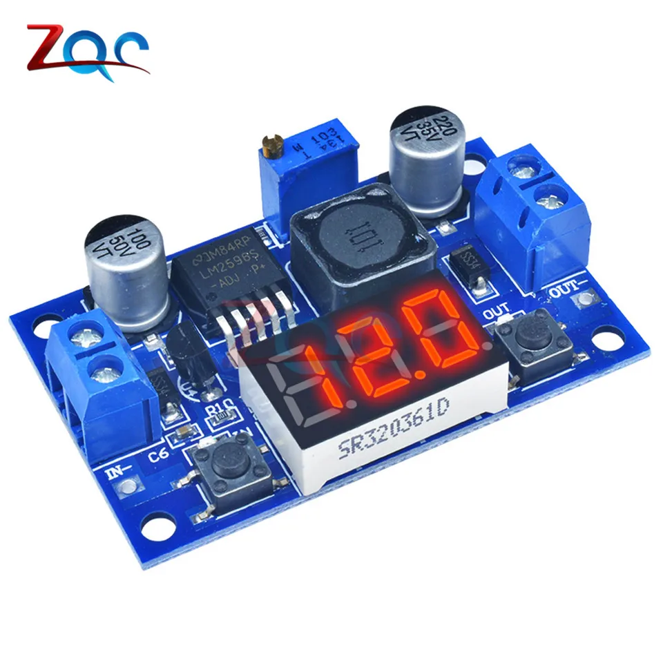 DC-DC BUCK Krokový modul LM2596 DC/DC 4.0 ~ 40 V až 1,25-37V Regulátor nastaviteľného napätia s LED voltmeterom