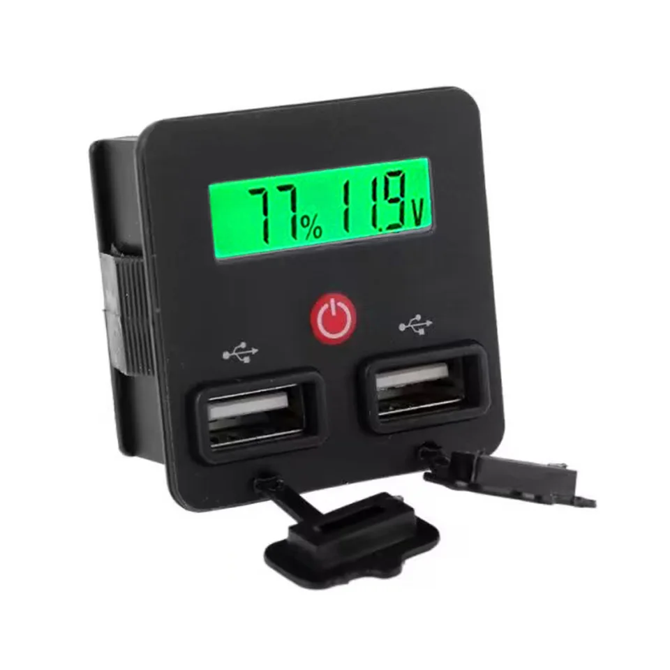 DC12-24V Indikátor kapacity batérie Voltmeter Monitor batérie s dvojitým meničom USB pre motocykel automobilu RV