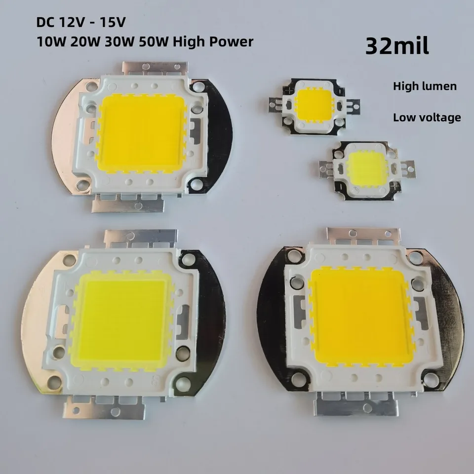 DC12V -15V 10W 20W 30W 50W Vysoký výkon integrovaný COB LED lampa dióda SMD White Warm Light DIY svetlomet SPOT žiarovka