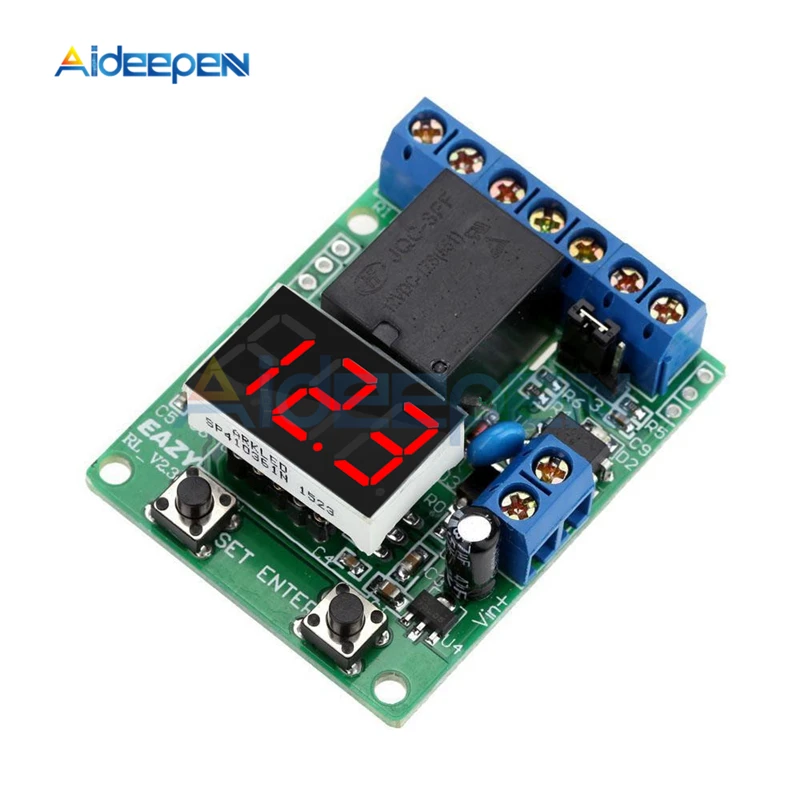 DC12V/24V LED Digitálne zobrazenie riadiaceho reléového relé Modul detekcie nabíjania nabíjania Vypúšťací spínač testovacieho reléového prepínača