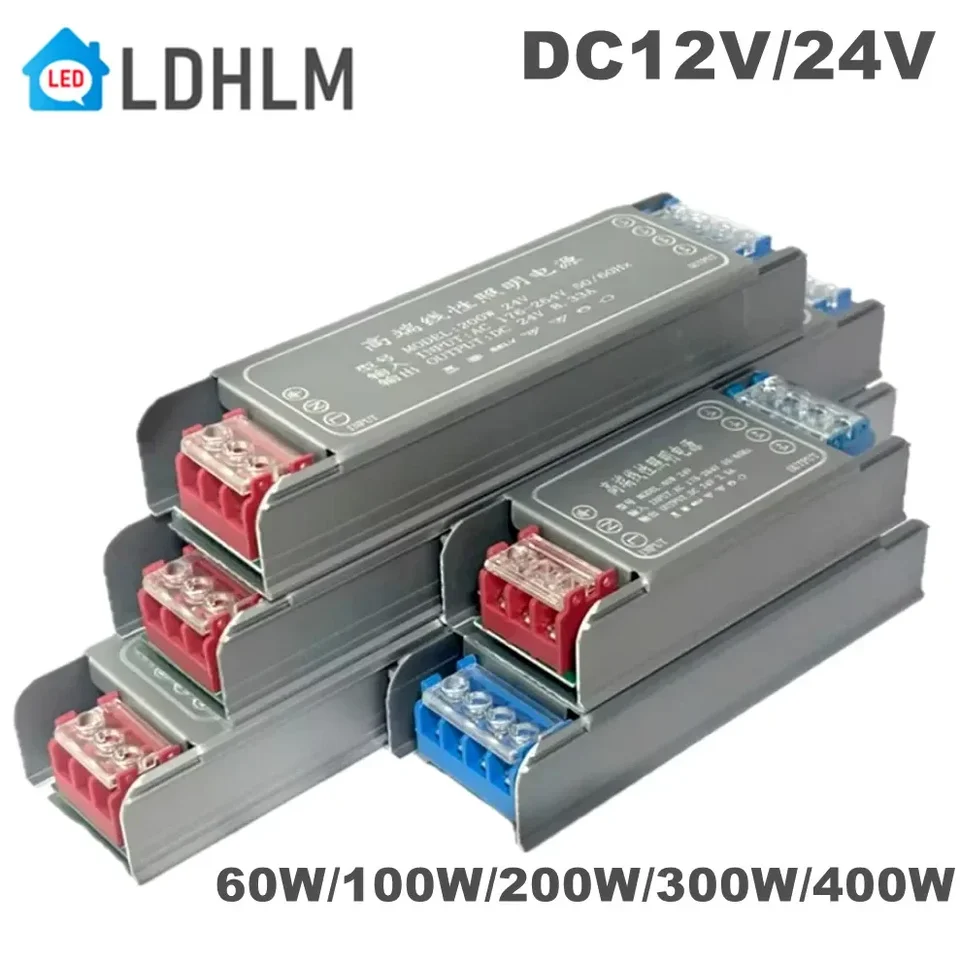 DC12V 24V prepínací napájací napájací napájací osvetlenie Transformátory AC176-264V LED svetlo Driver Adapter 60W 100W 200W 300W 400W