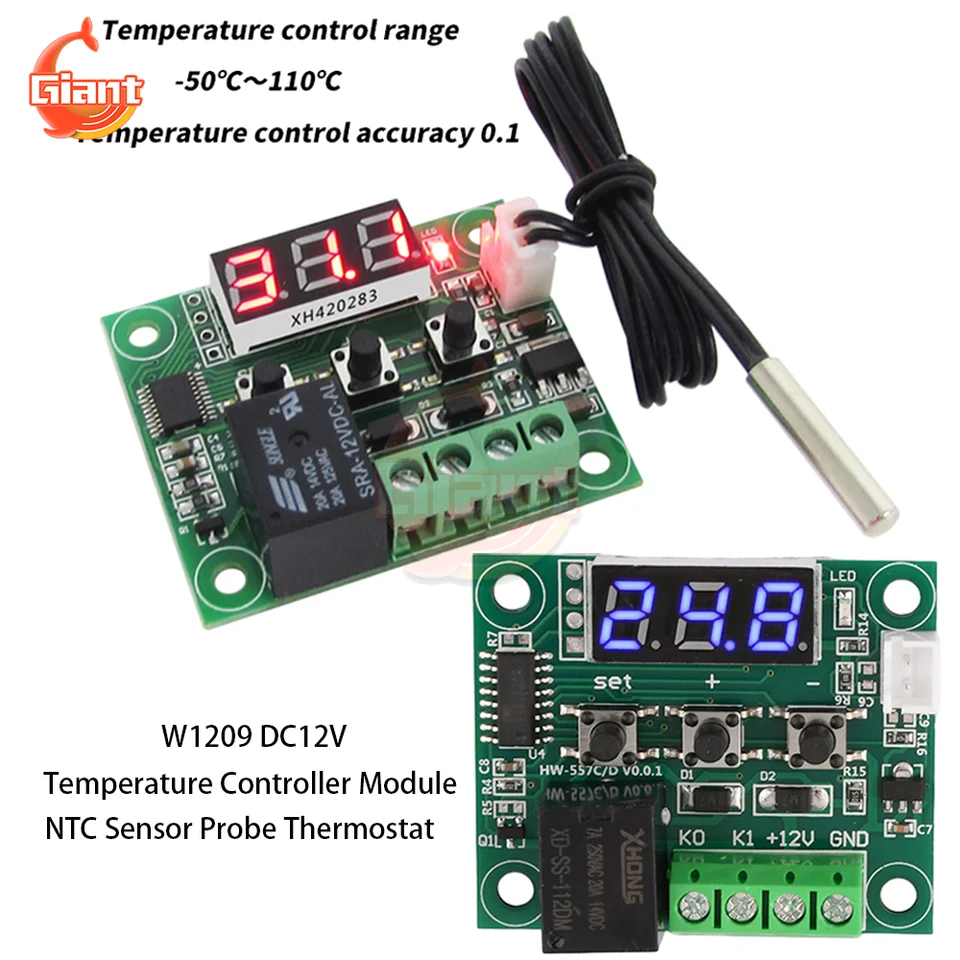 DC12V Digitálny teplotný regulátor Modul nastaviteľný regulátor teploty chladenia NTC Senzor sondy termostat