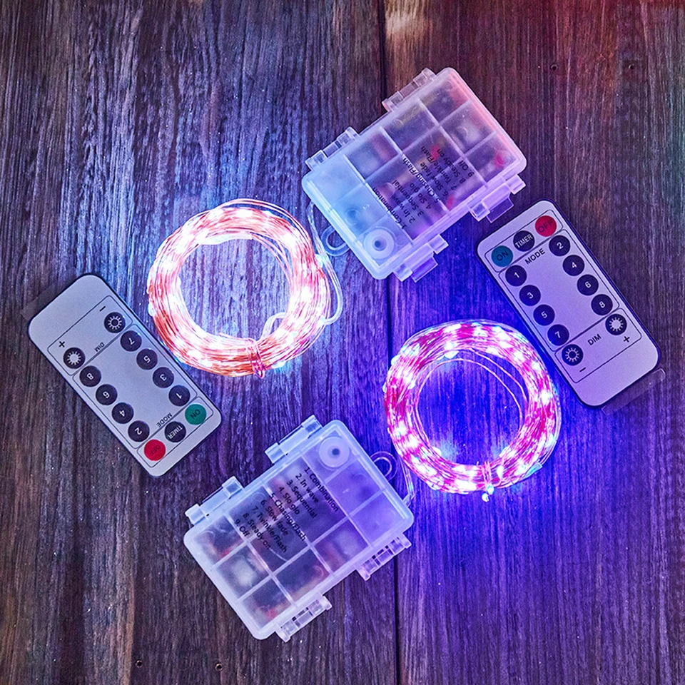 DC4.5V LED meďná drôtová lampa diaľkového ovládača 8 blikajúci režim batérie meďné drôtové svetlá Vianočné dekorácie svetlá