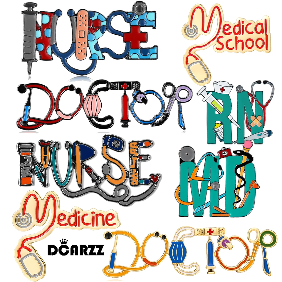 DCARZZ ENAMEL Medical Brošes PIN SET Zmiešané kreatívne príslušenstvo Ošetrovateľský odznak pre lekárov sestra lieky Študentské dary