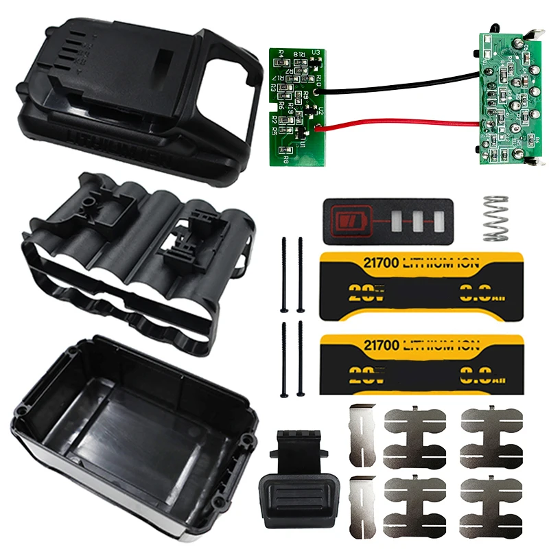 DCB200 10x21700 lítiová batéria Plastové skrinky PCB nabíjanie Obvodné obvody pre obvody pre Dewalt 18V 20V 8AH STREELS SHELLS