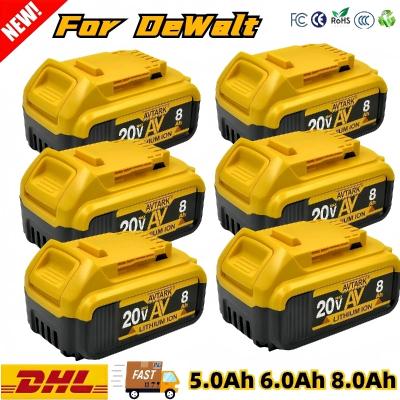 DCB200 20V 8000MAH Originálna výmena lítiu pre Dewalt 18V DCB184 DCB200 DCB182 DCB180 DCB181 DCB182 DCB201