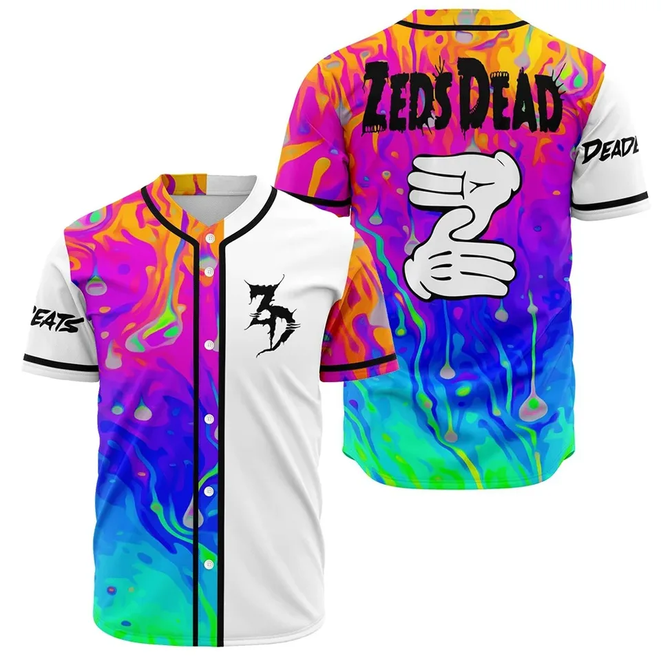 Deadbeats Zeds Dead Baseball Jersey Harajuku Thin Button Baseball Uniform Baseball Jersey pre EDM