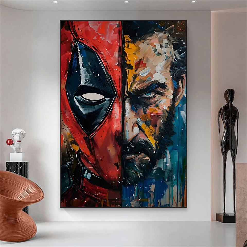 Deadpool a Wolverine tlačia Nový filmový plagát Deadpool Wolverine Disney Funny Film Watercolor Canvas maľba domáca dekorácia