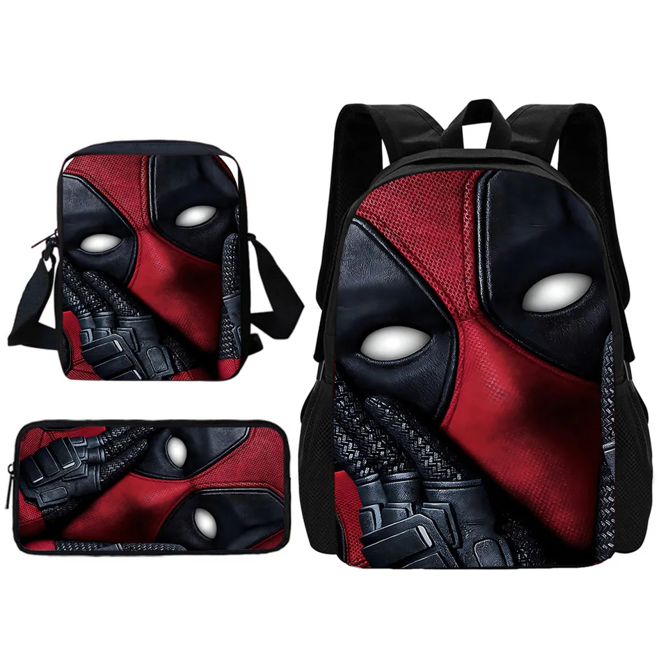 Deadpool & Wolverine Movie Batch Child School Batoh s taškami na ceruzku pre ramená Školské tašky pre chlapcov