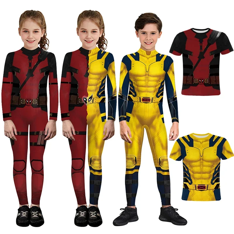 Deadpool Wolverine Cosplay kostýmy Dievčatá Chlapci Chlapci Halloween superhrdina Deadpool 3 Cosplay Zenti Party Bodysuit Deti