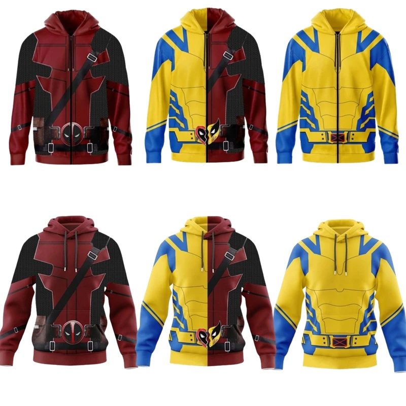 Deadpool Wolverine mikiny superhrdina Cosplay kostým 3D tlač Halloween karneval pullover miklá bunda pre dospelých detí