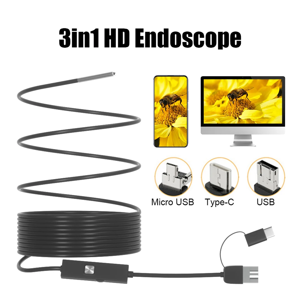 Dearsee 3,9 mm typu C USB Android Endoskopická kamera 6led endoskop Camera 720p Mini fotoaparáty Kanalizácia vodotesná IP67 CAR CONTRECTION.