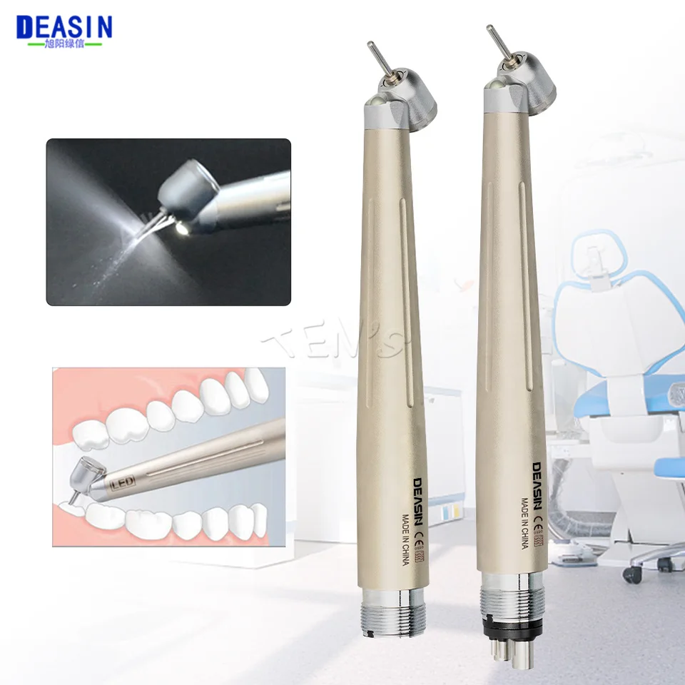 Deasin Dental 45 stupňov LED Vysoké rýchlosti násadca vzduchovej turbíny proti retrakcii