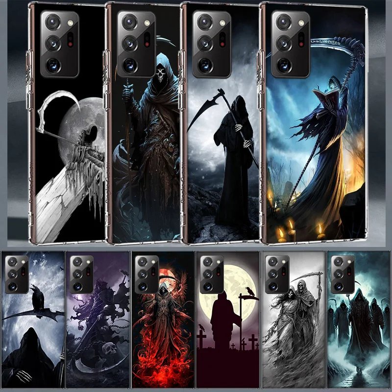 Death Grim Reaper Skull Coque pre Samsung A55 A35 A25 A15 Telefón A05S Poznámka 20 Ultra 10 Lite 9 8 M52 M51 M32 M31 M30S M21 J8 J6