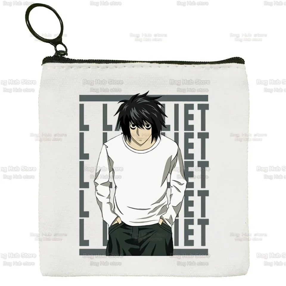 Death poznámka Misamisa Yagami Mikami Teru Anime Canvas Coin Canas Canvas Bag s malými štvorcovými kartami vrecká na karikatúru Coin Bag