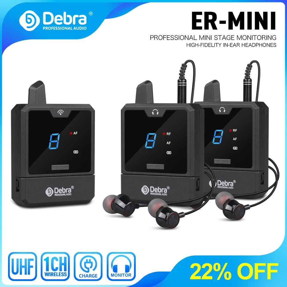 DEBRA STAVE AUDIO IEM Wireless in-ucho Systém Audio-mini UHF nabíjateľné pre hudobné audio monitorovanie živého vysielania