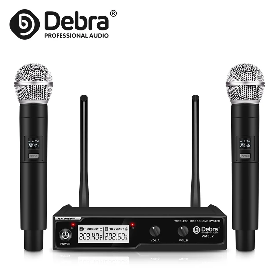 DEBRA VM302 VHF Wireless Microfone System s 2 vreckovým mikrom, 80 metrov vzdialenosť pre kostol, reč, rodinný karaoke.
