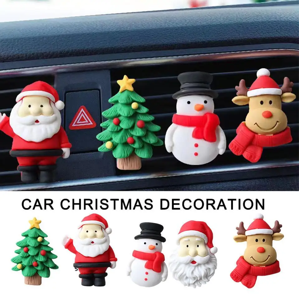 Decorácie automobilu 3D Vianoce Santa Claus Bell Automatické príslušenstvo Dekorácia Elk Interiérová živica Q1J8