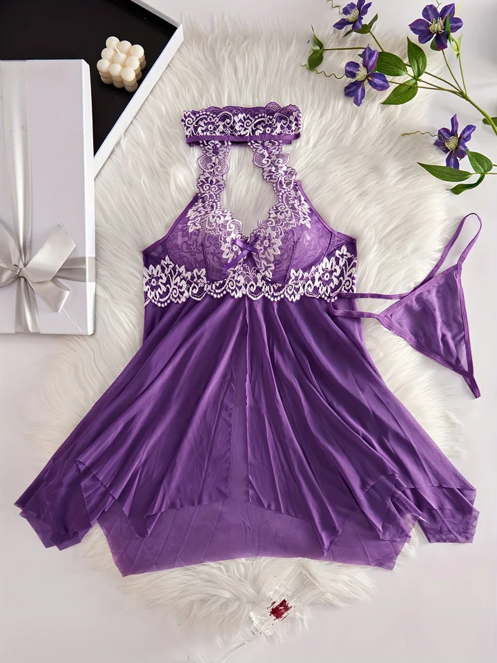 Deep V Backless Bow Slip Dress s režisérskymi ženskými spánkovými oblečením sexy nočná šnurovacia čipka Transparentné spodné prádlo pre ženy hlboko v spánok