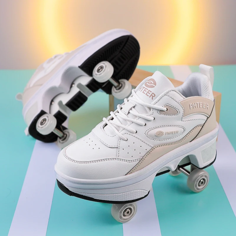 Deformačné topánky Rollery tenisky so 4 kolesami korčule Dospelé deti utečené parkourné kolesá topánky pre mužov Men Youth Sport Shoes topánky