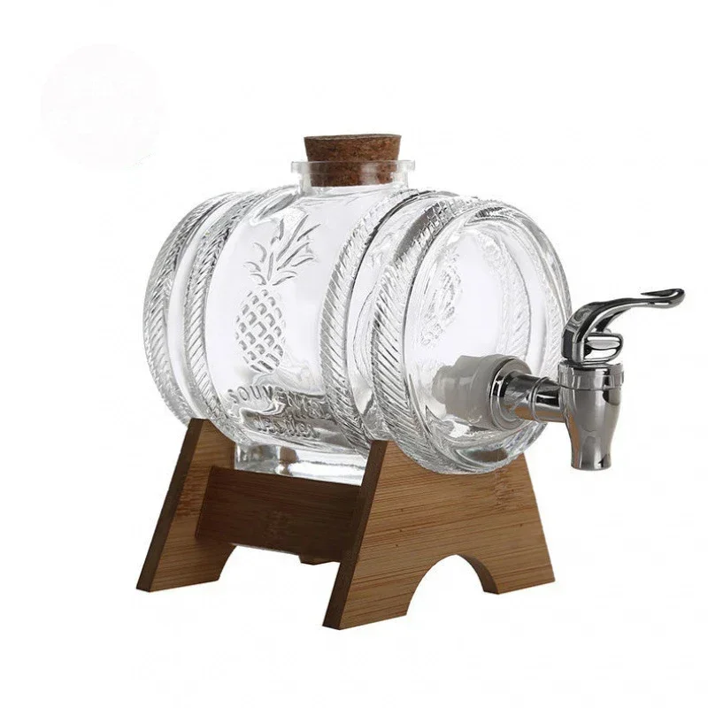 Dekanter whisky s drevenou oporou, sklenený barware bez olovnat